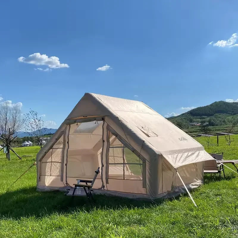 A luxury light weight oxford cloth inflatable tent instant cabin inflatable winter tent with tunnel outdoor camping air tents