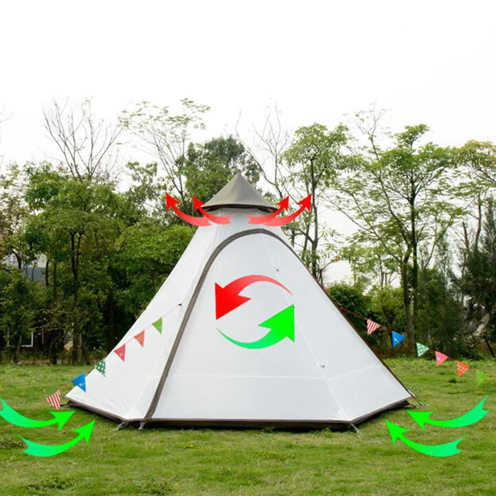 3-4 Person Camping Tent Luxury Waterproof Indian Yurt Large Multiplayer Aluminum Pole Outdoor Travel Camping Double Layer Tents