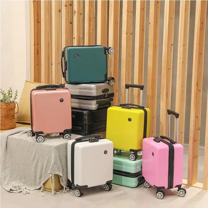 2023 Teenagers Mini Aluminum Frame Suitcase Carry On Rolling Luggage Spinner Suitcase Colorful Beautiful Boarding Cabin 14 Inch