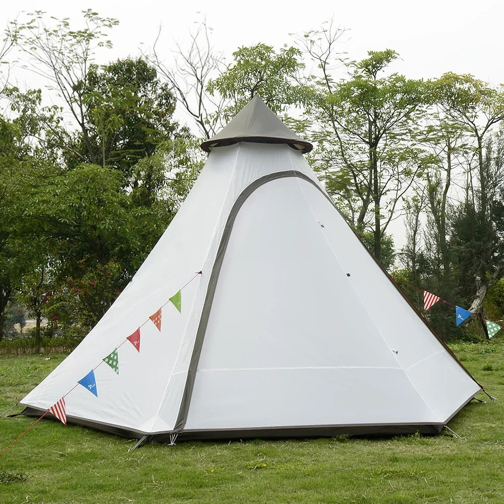 3-4 Person Camping Tent Luxury Waterproof Indian Yurt Large Multiplayer Aluminum Pole Outdoor Travel Camping Double Layer Tents