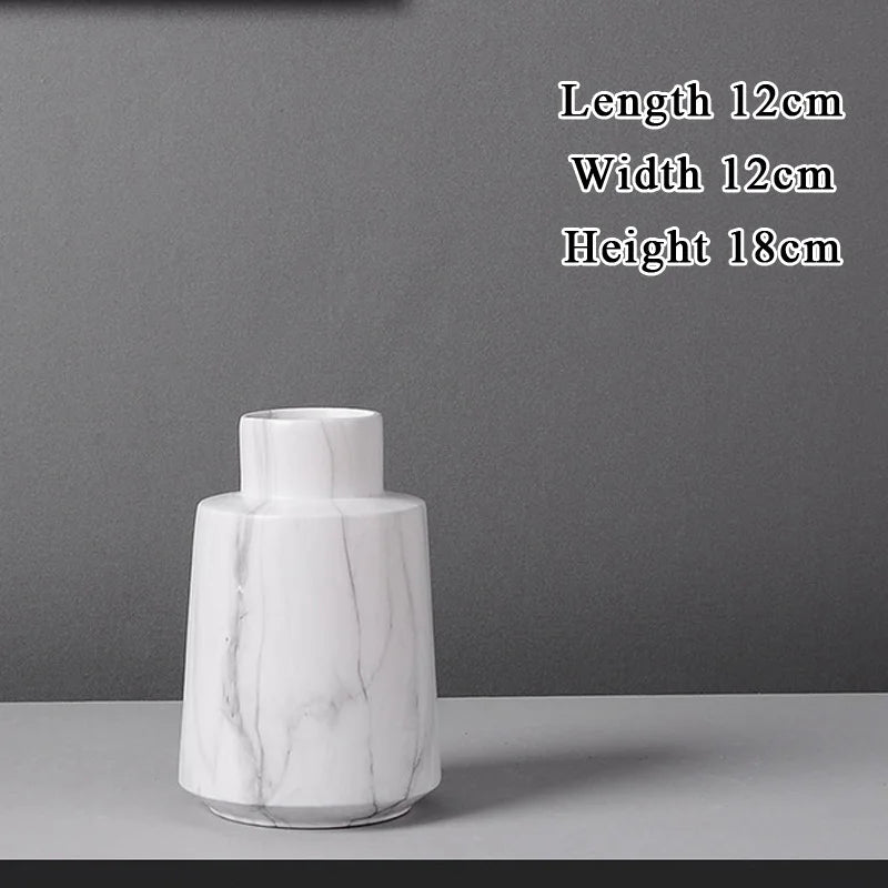 Nordic Modern Marble Lines Vase, Creative Ceramic Flower Ornament, Home Decoration, Living Room, Bedroom, Dining Room, Table Top