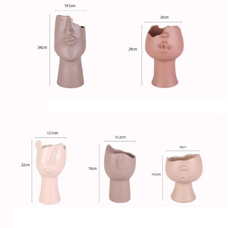 Cartoon Pouting Figure Ceramic Vase Living Room Decoration Abstract Art Face Vase Flower Arrangement Crafts Home Decoration New