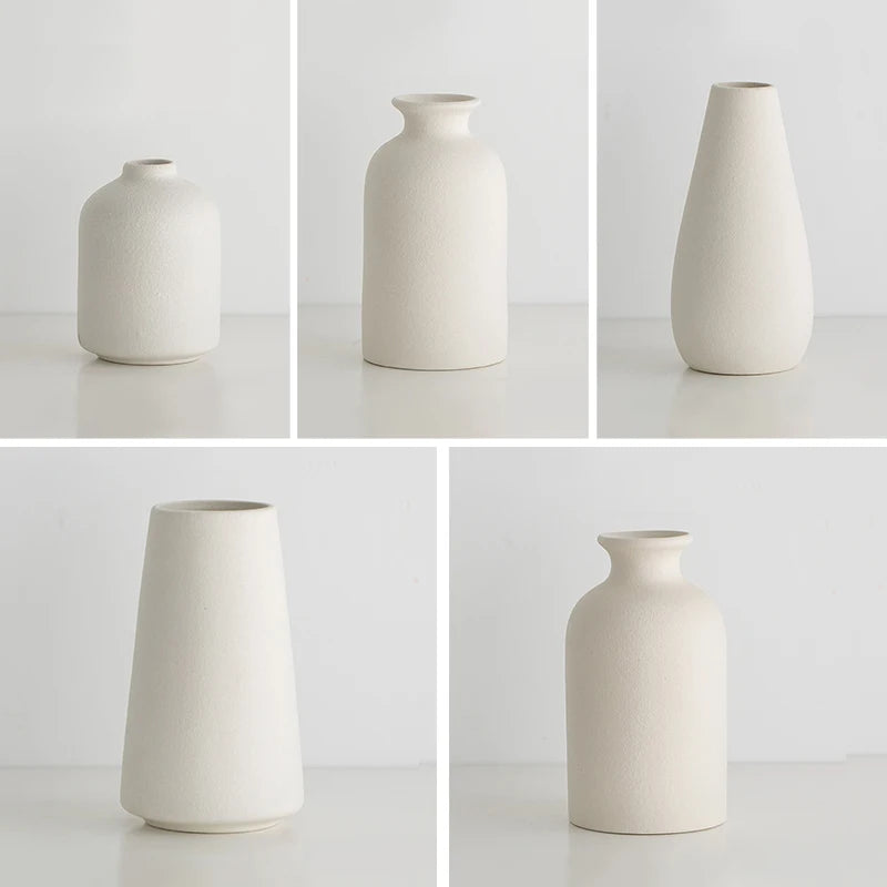Nordic Ceramic Vase Flower Bottle White Mini Ceramics Vase for Dried Flower Living Room Decoration Home Table Decor Gift