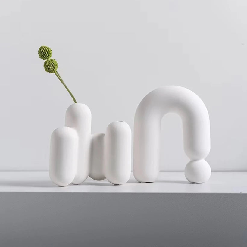 Nordic White Vases Living Room Home Decor Room Decor Pottery And Porcelain Vases For Artificial Flowers Decorative Figurines