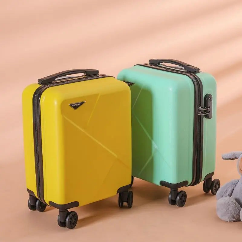 2023 Teenagers Mini Aluminum Frame Suitcase Carry On Rolling Luggage Spinner Suitcase Colorful Beautiful Boarding Cabin 14 Inch