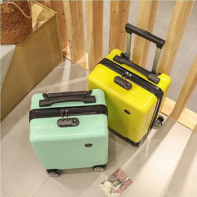 2023 Teenagers Mini Aluminum Frame Suitcase Carry On Rolling Luggage Spinner Suitcase Colorful Beautiful Boarding Cabin 14 Inch