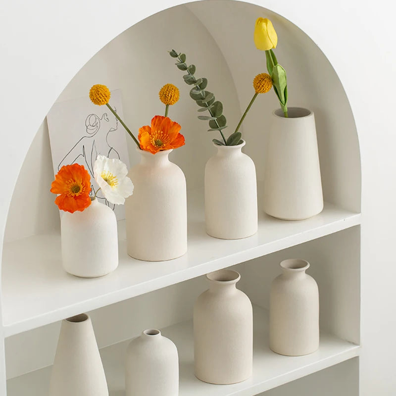 Nordic Ceramic Vase Flower Bottle White Mini Ceramics Vase for Dried Flower Living Room Decoration Home Table Decor Gift