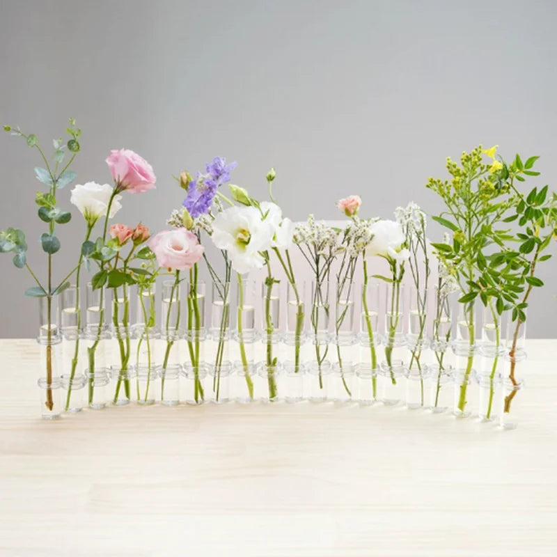 Hinged Flower Glass Vase Test Tube Creative Plant Holder Hydroponic Container Living Room Office Dining Table Floral Home Decor