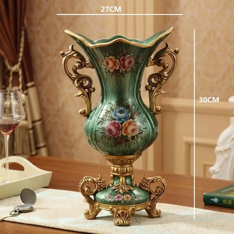 30CM European Resin Vase Stereoscopic Dried Fowers Arrangement Wobble Plate Living Room Entrance Ornaments Home Decorations