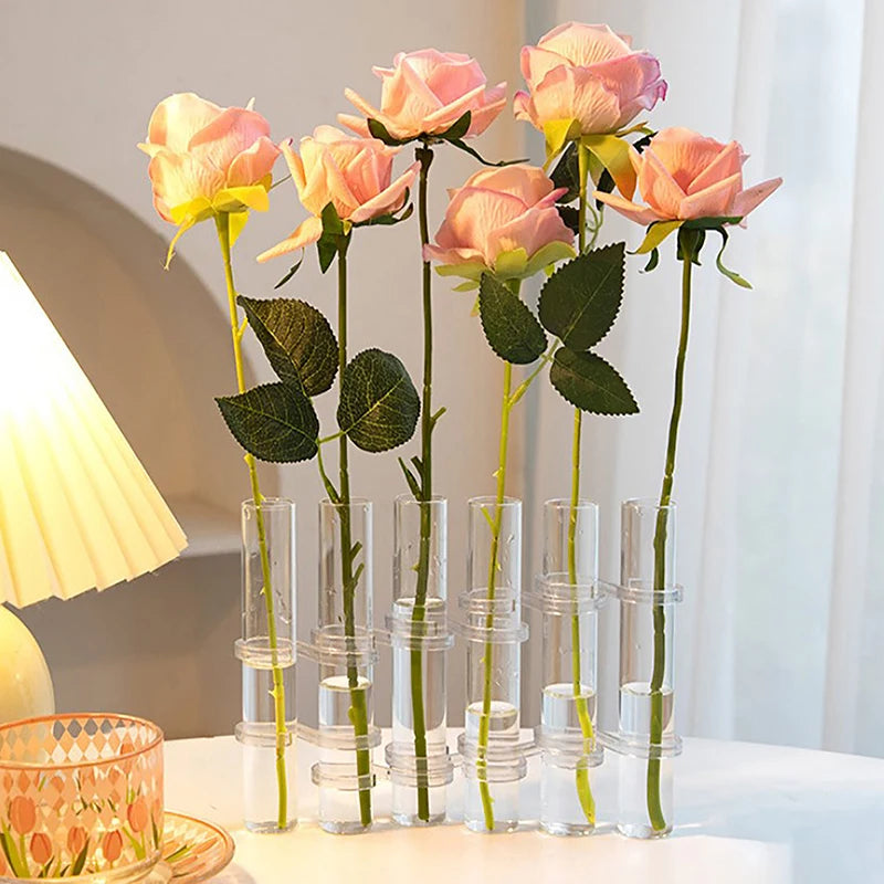 Hinged Flower Glass Vase Test Tube Creative Plant Holder Hydroponic Container Living Room Office Dining Table Floral Home Decor