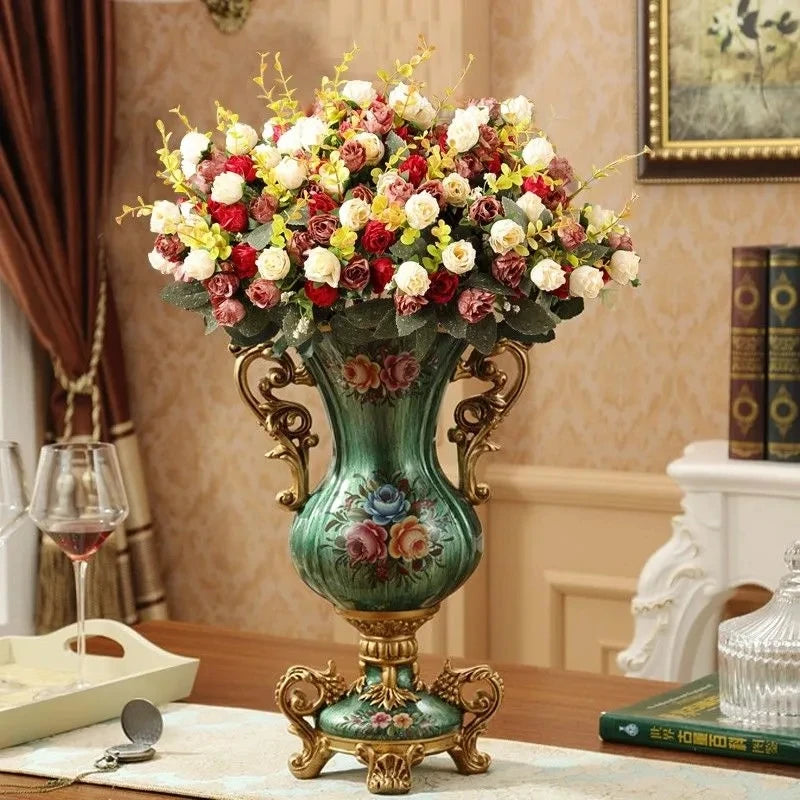 30CM European Resin Vase Stereoscopic Dried Fowers Arrangement Wobble Plate Living Room Entrance Ornaments Home Decorations