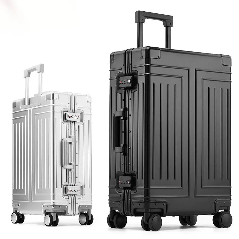 20/28/30 inch Aluminium Luggage Carrier Suitcase Metal Waterproof Cabin Trip Trolley Case Combination Lock High-end Luxury