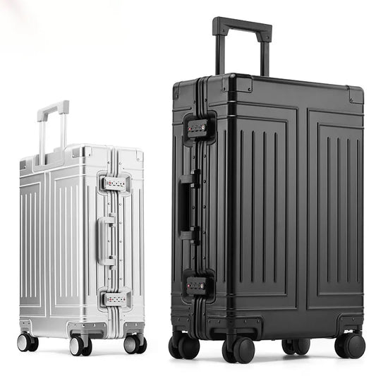 20/28/30 inch Aluminium Luggage Carrier Suitcase Metal Waterproof Cabin Trip Trolley Case Combination Lock High-end Luxury