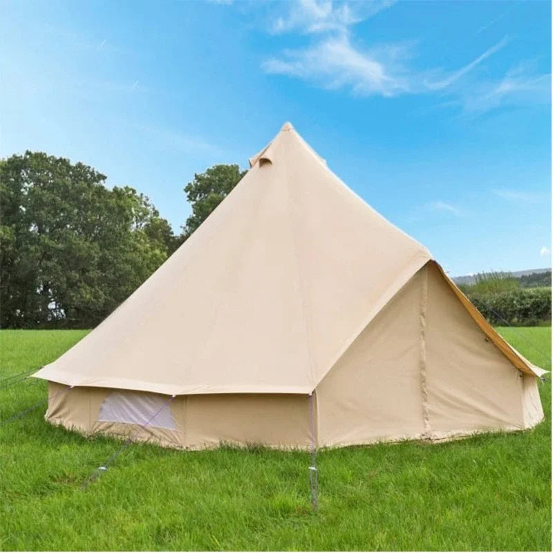 3Meters Indian Yurt Tent Outdoor Camping Bell Rainstorm Proof Pyramid Canvas Tent 5-8Persons Glamping Luxury Mongolia Family