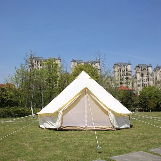 3Meters Indian Yurt Tent Outdoor Camping Bell Rainstorm Proof Pyramid Canvas Tent 5-8Persons Glamping Luxury Mongolia Family